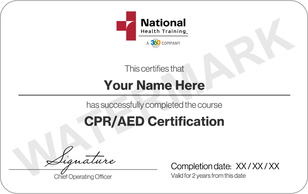 cpr aed certification card